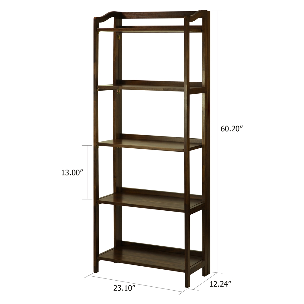Stratford 5-Shelf Folding Bookcase-Warm Brown. Picture 7