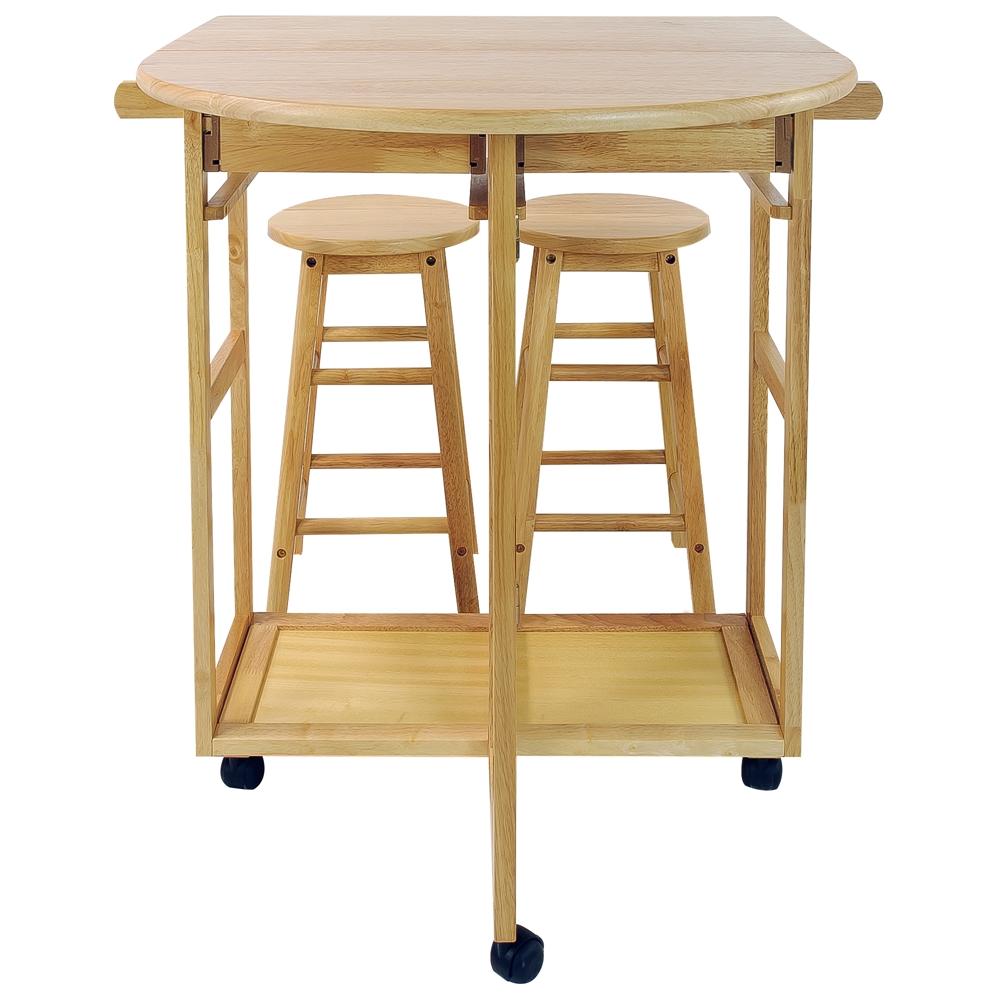 Breakfast Cart with Drop-Leaf Table-Natural. Picture 3