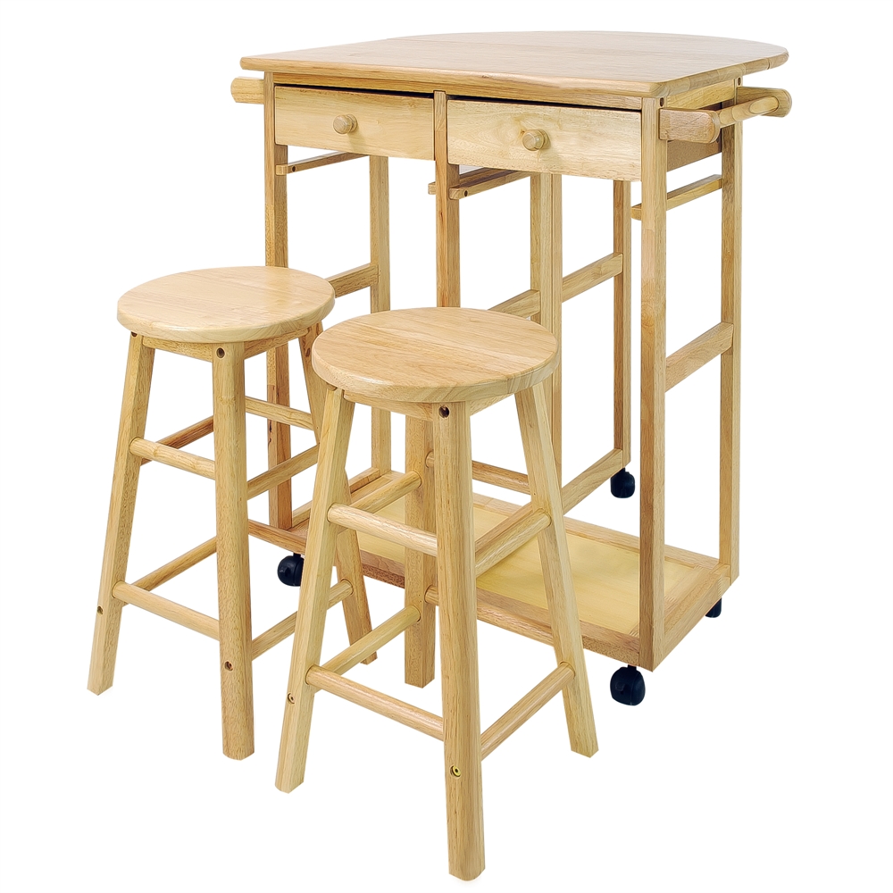 Breakfast Cart with Drop-Leaf Table-Natural. Picture 4