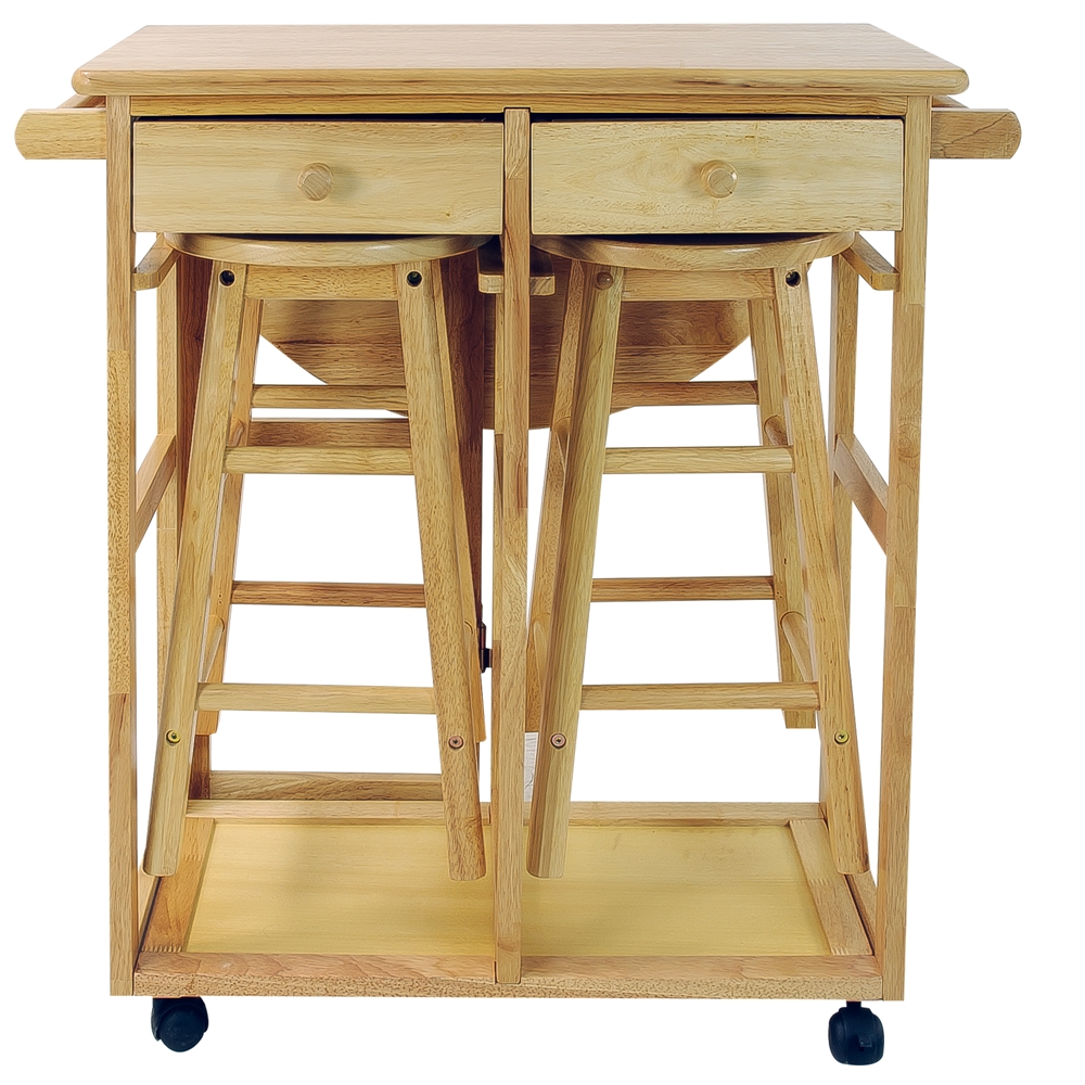 Breakfast Cart with Drop-Leaf Table-Natural. Picture 5