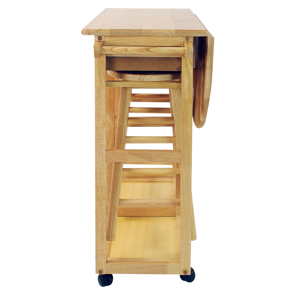 Breakfast Cart with Drop-Leaf Table-Natural. Picture 6