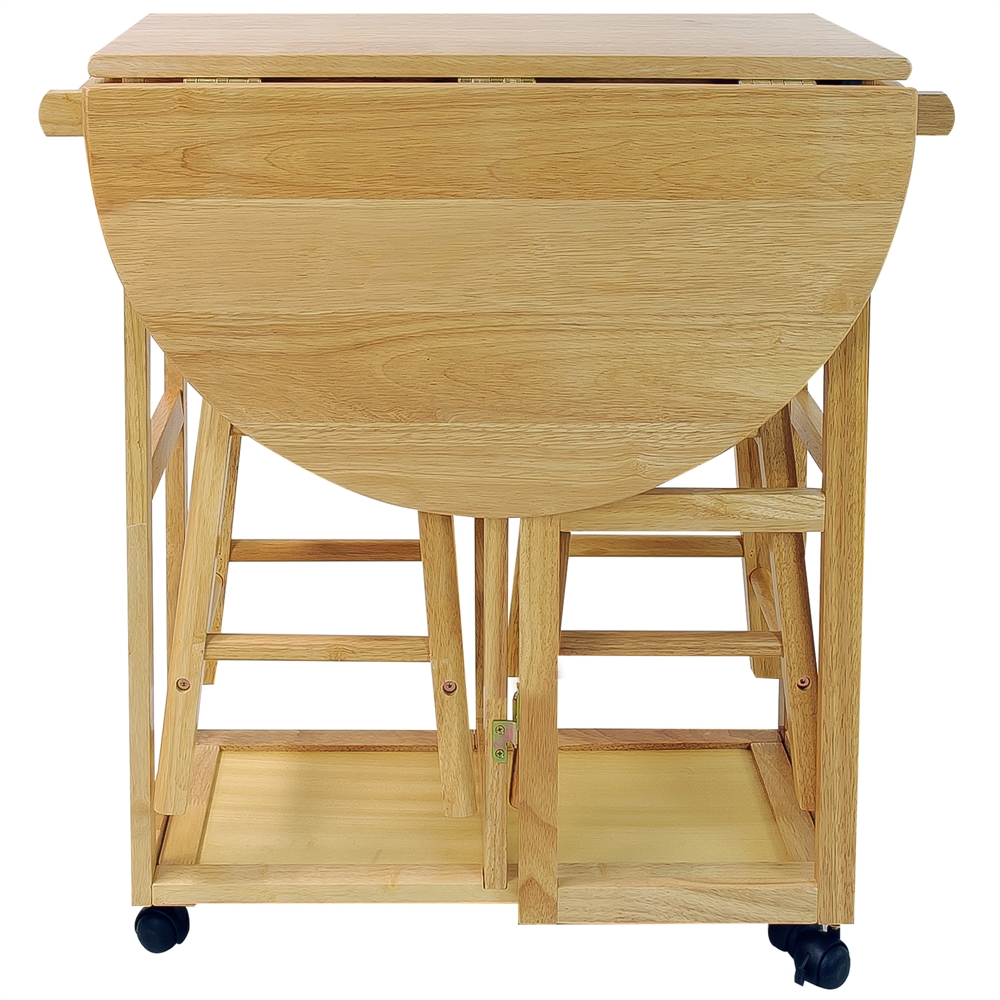 Breakfast Cart with Drop-Leaf Table-Natural. Picture 7