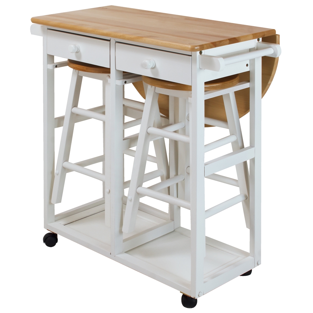 Breakfast Cart with Drop-Leaf Table-White. Picture 8