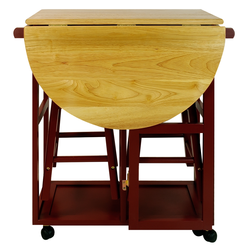 Breakfast Cart with Drop-Leaf Table-Red. Picture 7