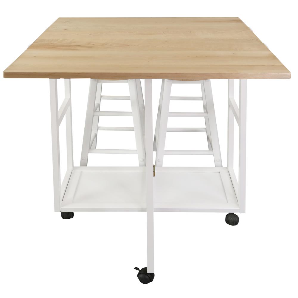 Breakfast Cart with Drop-Leaf Table, American Maple Top, Square - White. Picture 8