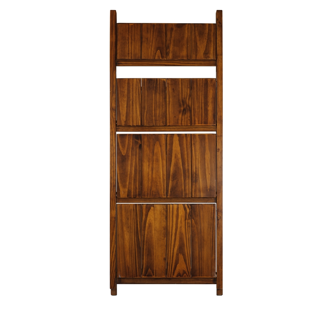 Manhasset Slatted 4-Shelf Folding Bookcase-Warm Brown. Picture 5