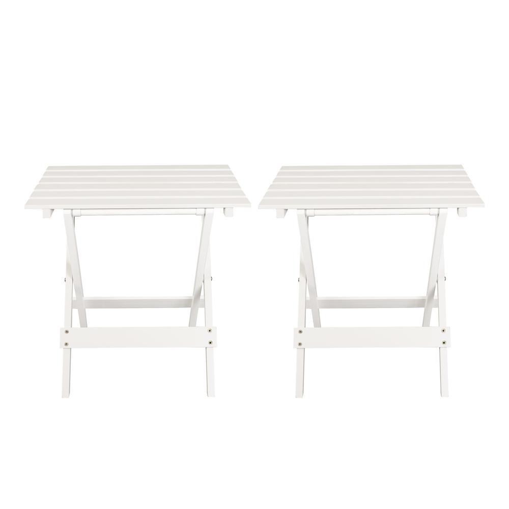 Portable Solid Wood Folding Side Table 2-Piece Set - White. Picture 1
