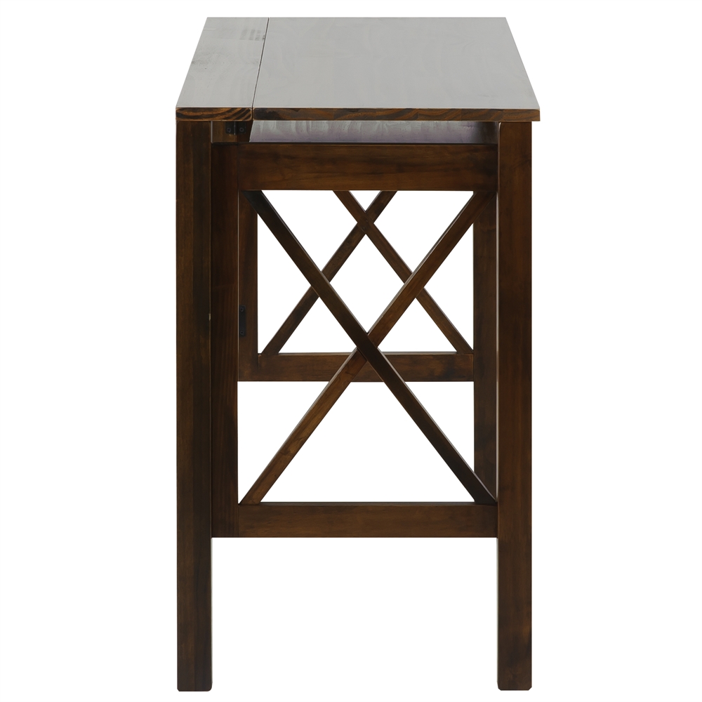 Montego Folding Desk with Pull-Out-Warm Brown. Picture 2