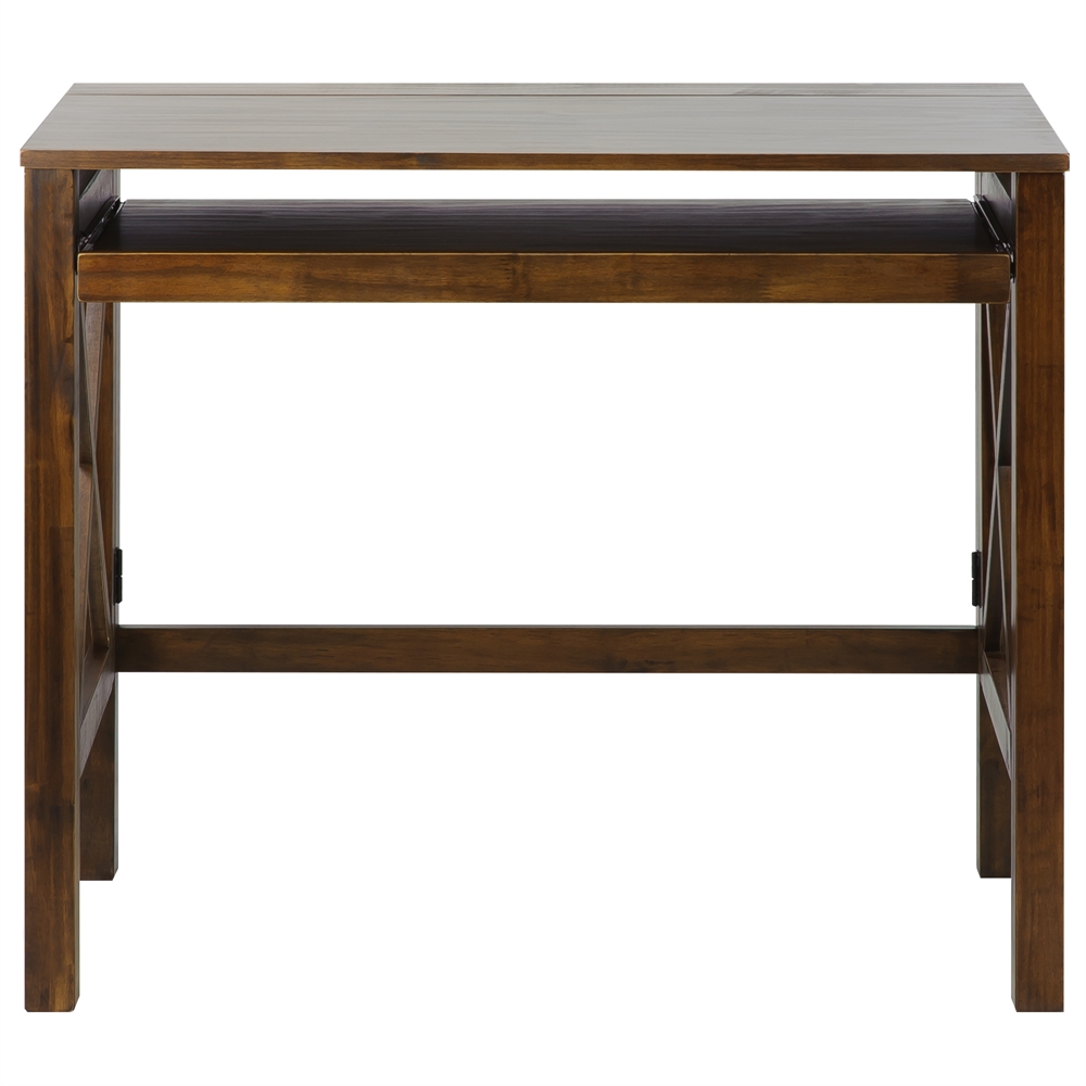 Montego Folding Desk with Pull-Out-Warm Brown. Picture 3