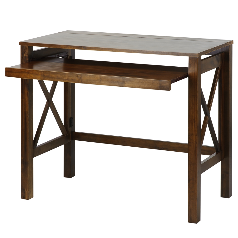 Montego Folding Desk with Pull-Out-Warm Brown. Picture 5