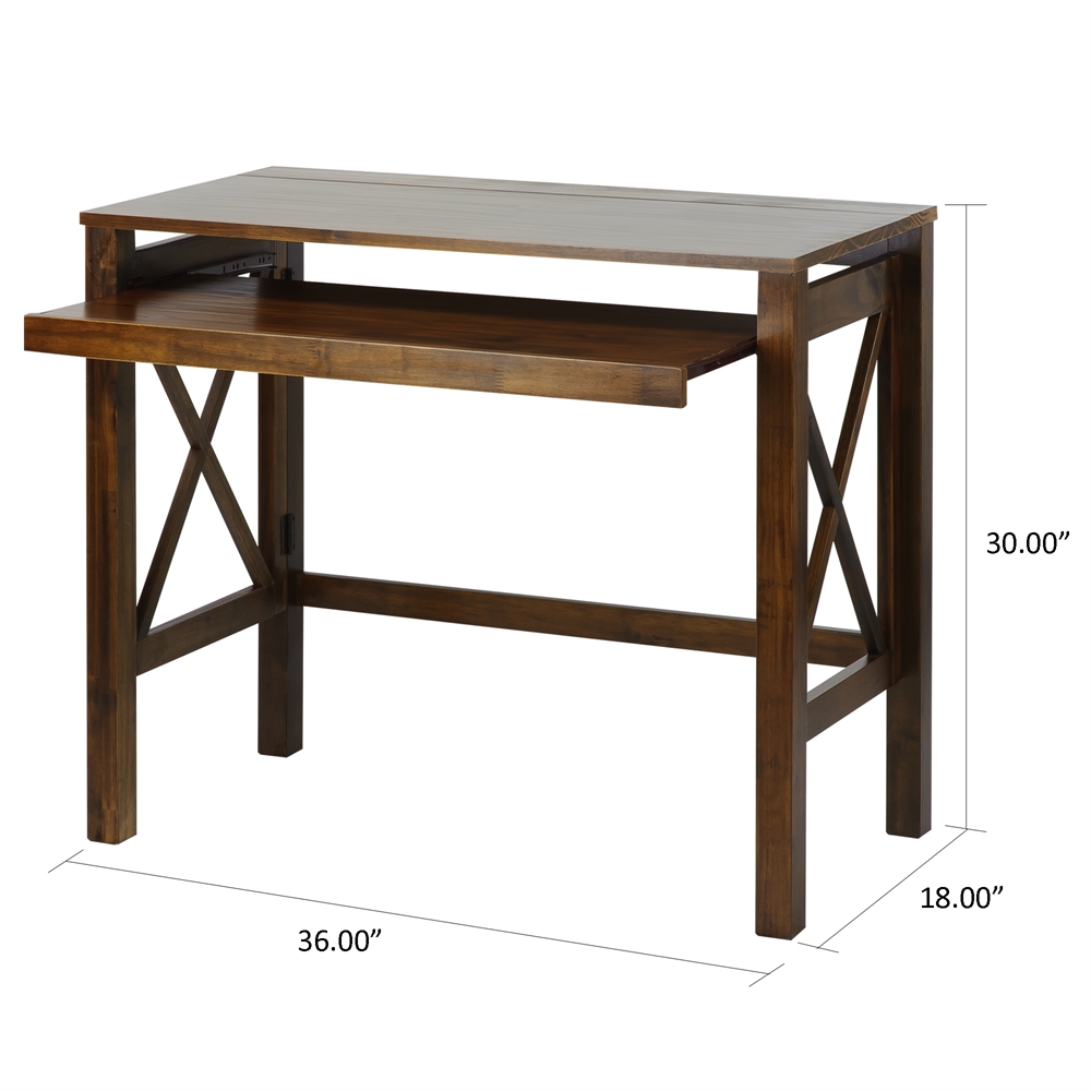 Montego Folding Desk with Pull-Out-Warm Brown. Picture 8