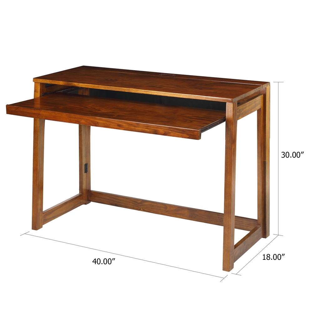 Folding Desk with Pull-Out & USB Port-Warm Brown. Picture 7