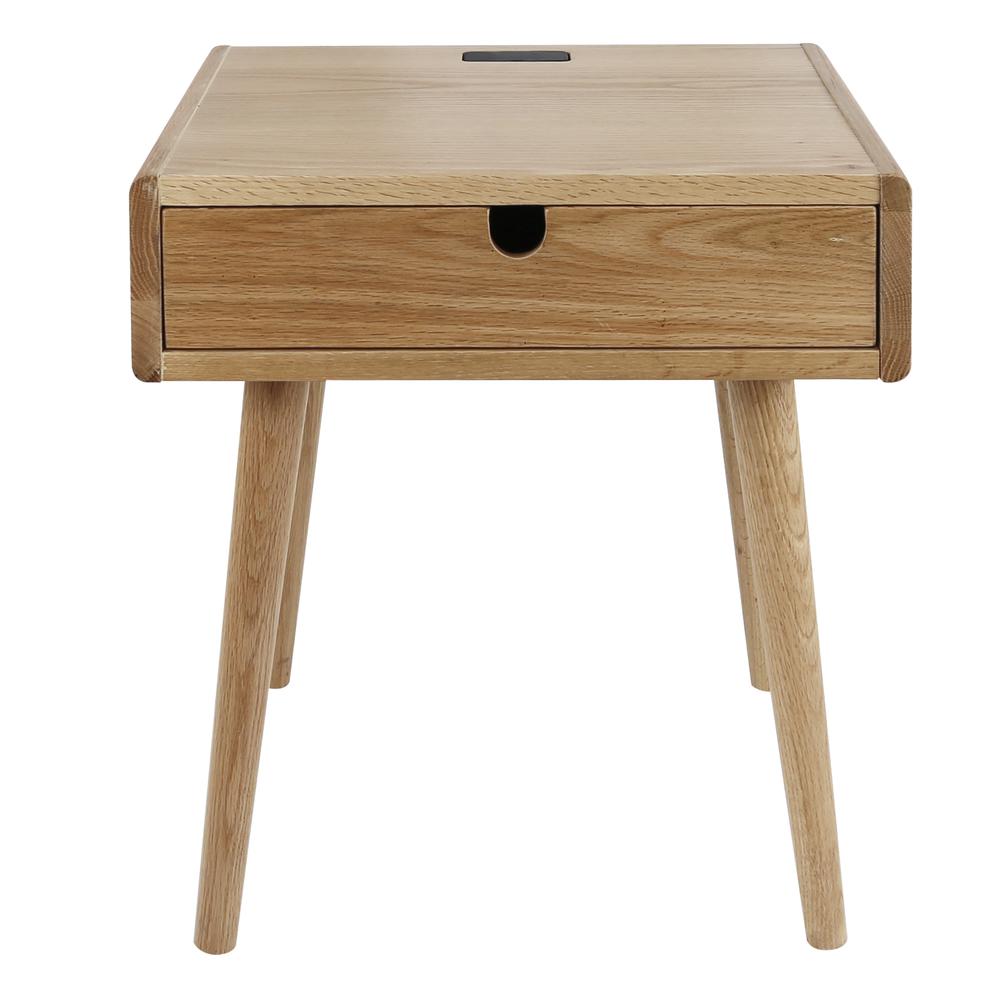 Freedom Nightstand/End Table with USB Ports Made of Solid American Oak. Picture 1