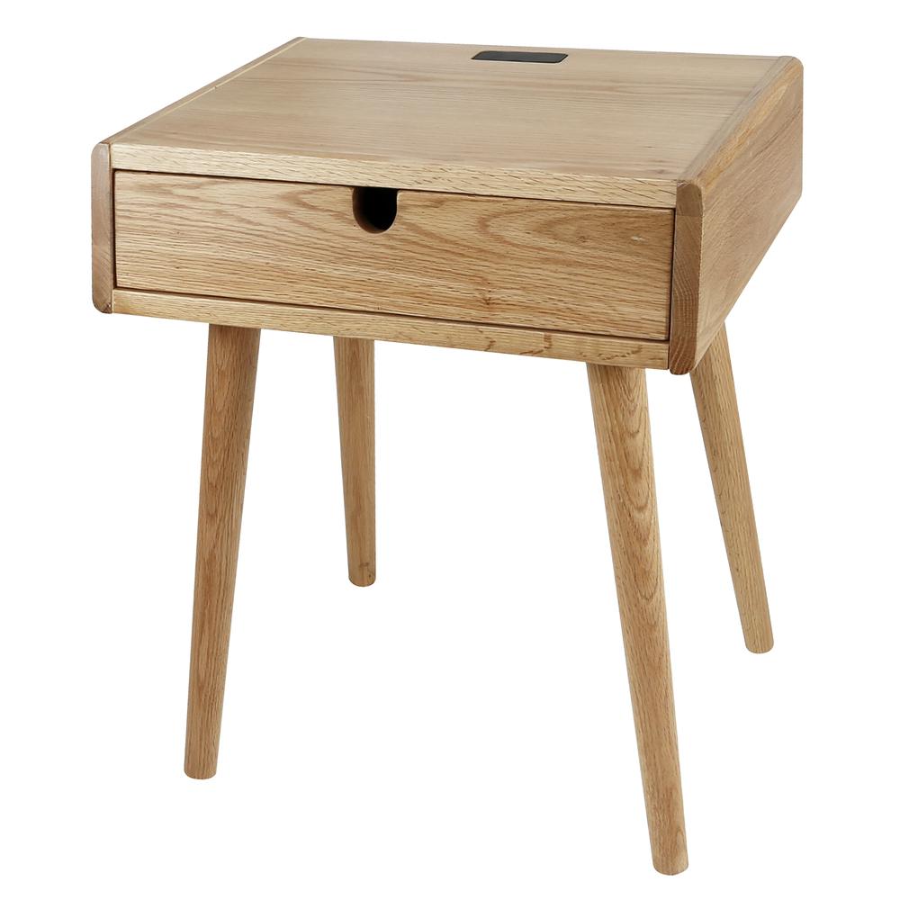 Freedom Nightstand/End Table with USB Ports Made of Solid American Oak. Picture 6