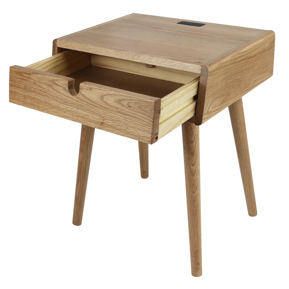 Freedom Nightstand/End Table with USB Ports Made of Solid American Oak. Picture 7