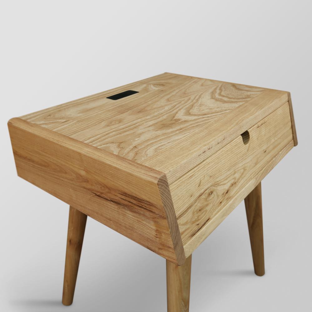 Freedom Nightstand/End Table with USB Ports Made of Solid American Oak. Picture 12