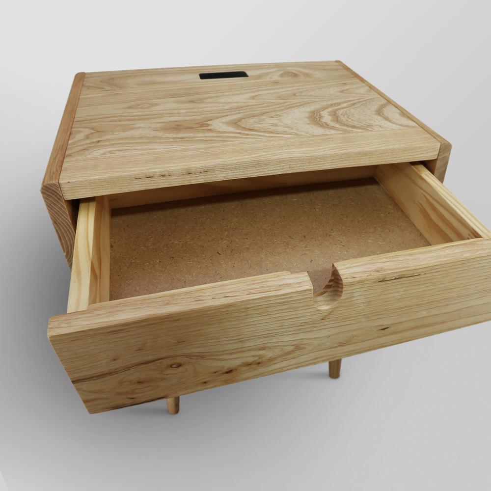 Freedom Nightstand/End Table with USB Ports Made of Solid American Oak. Picture 13