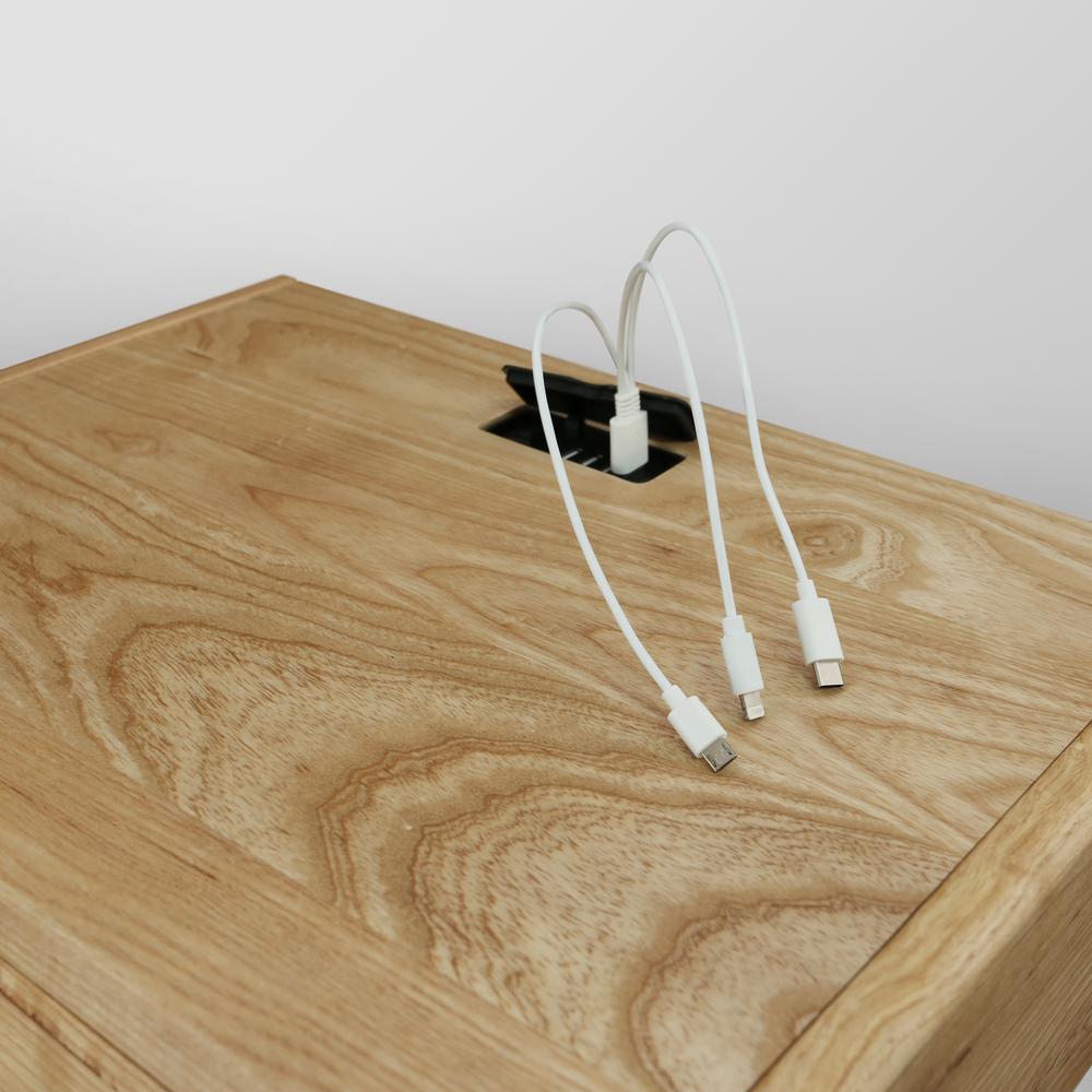 Freedom Nightstand/End Table with USB Ports Made of Solid American Oak. Picture 15