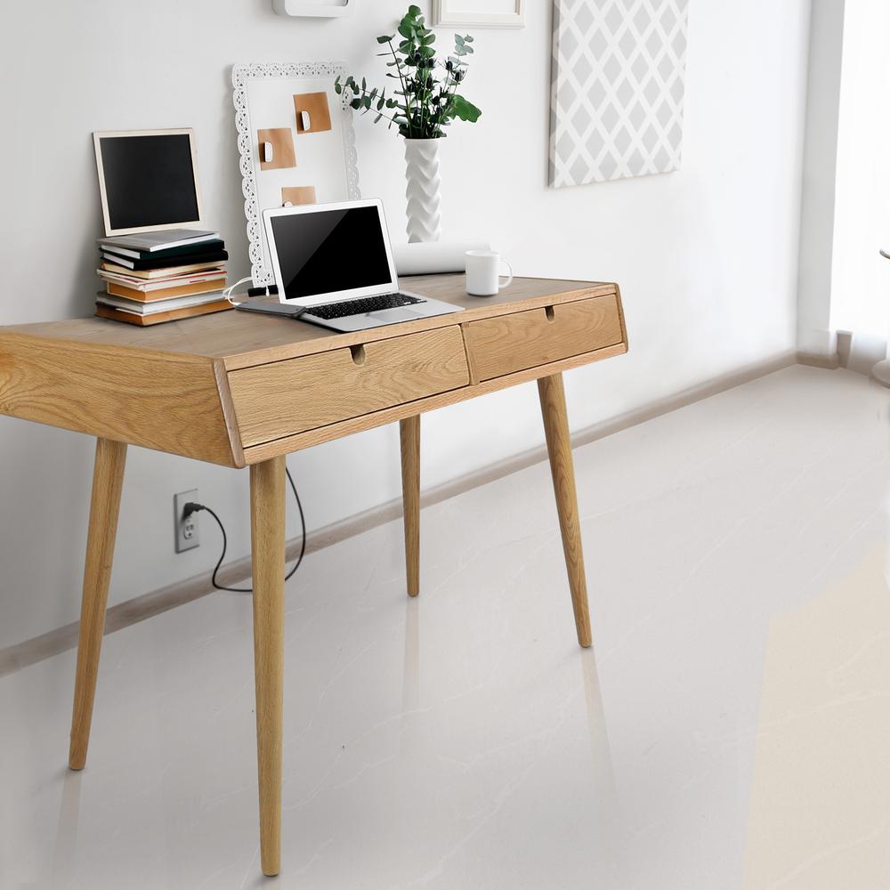 Freedom Desk with USB Ports Made of Solid American Oak. Picture 8