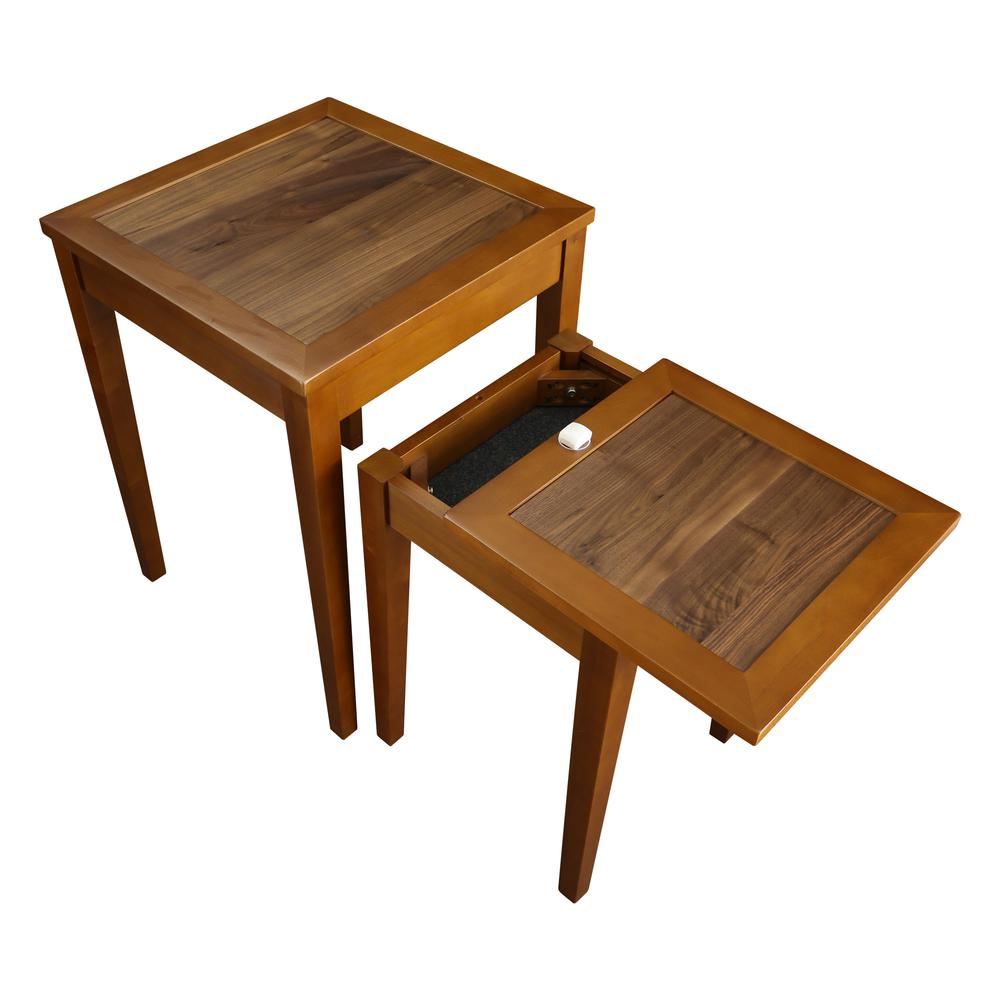 Lincoln Nesting End Tables with Concealed Compartment, Solid American Walnut Top. Picture 6