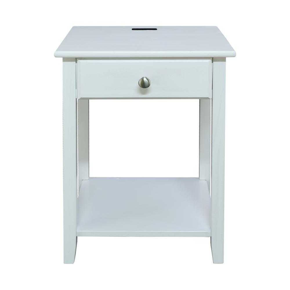 Night Owl Nightstand with USB Port-White. Picture 1