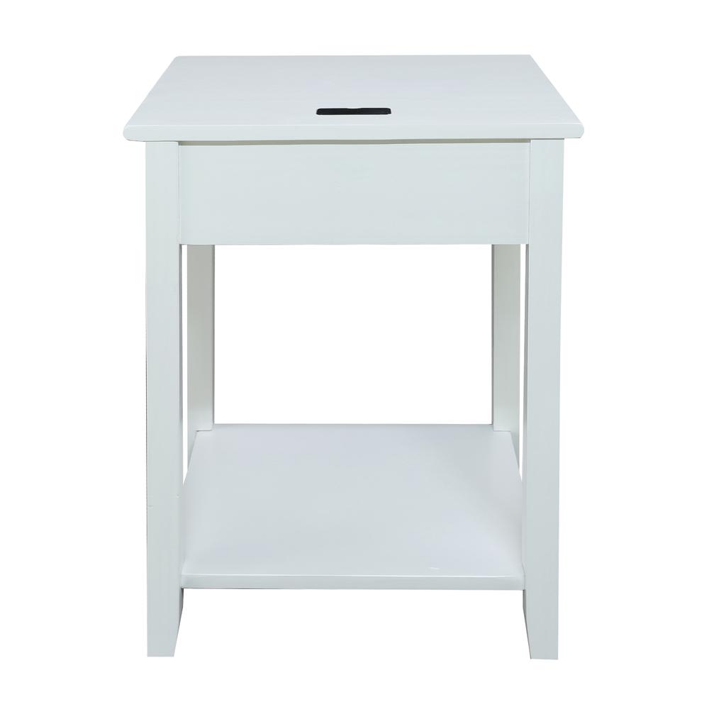 Night Owl Nightstand with USB Port-White. Picture 4