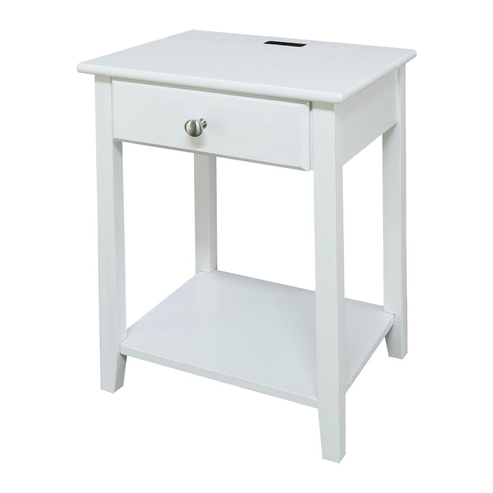 Night Owl Nightstand with USB Port-White. Picture 5