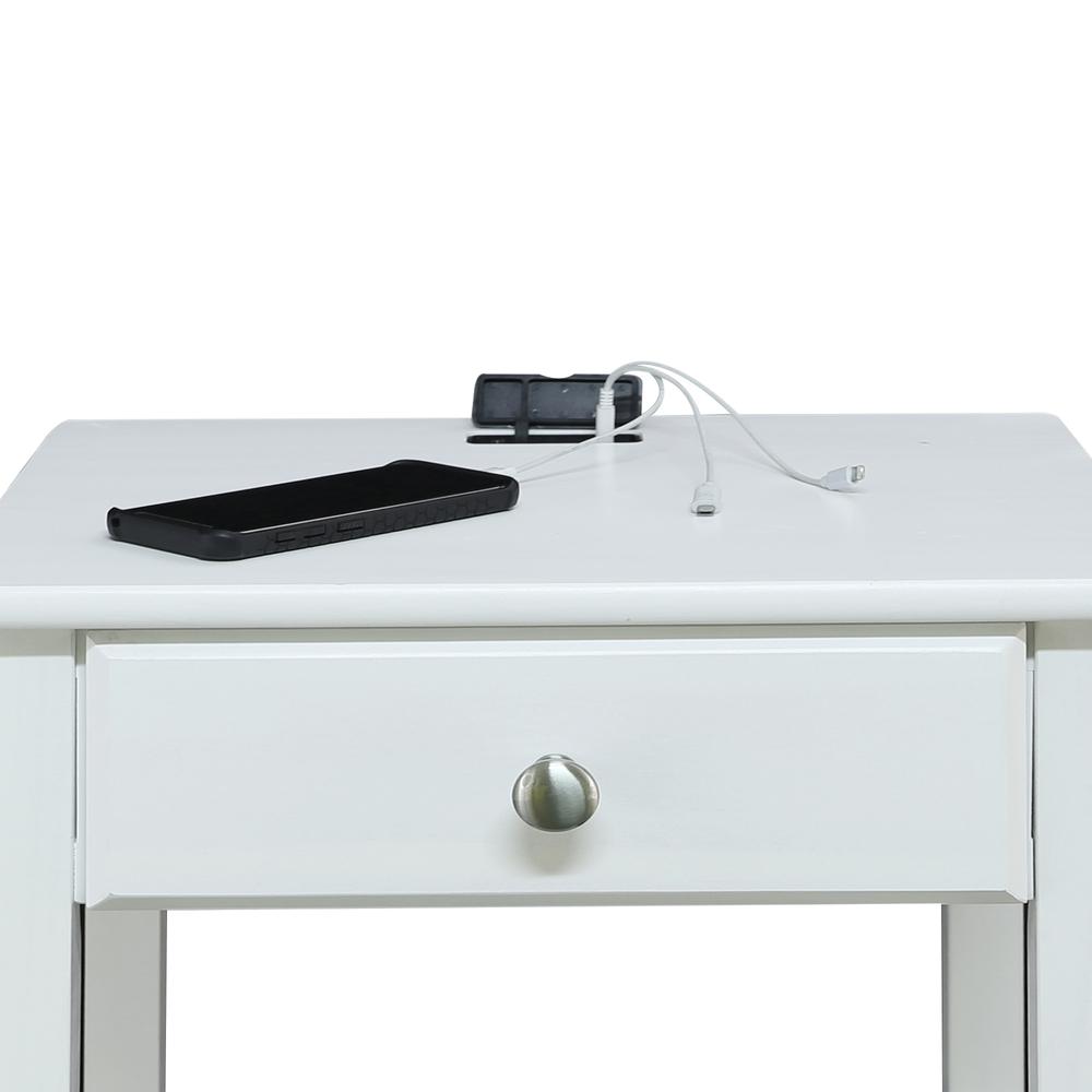 Night Owl Nightstand with USB Port-White. Picture 6