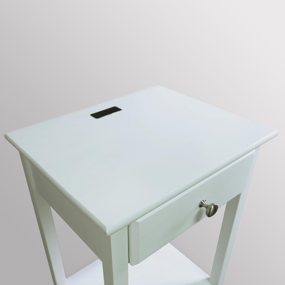Night Owl Nightstand with USB Port-White. Picture 10