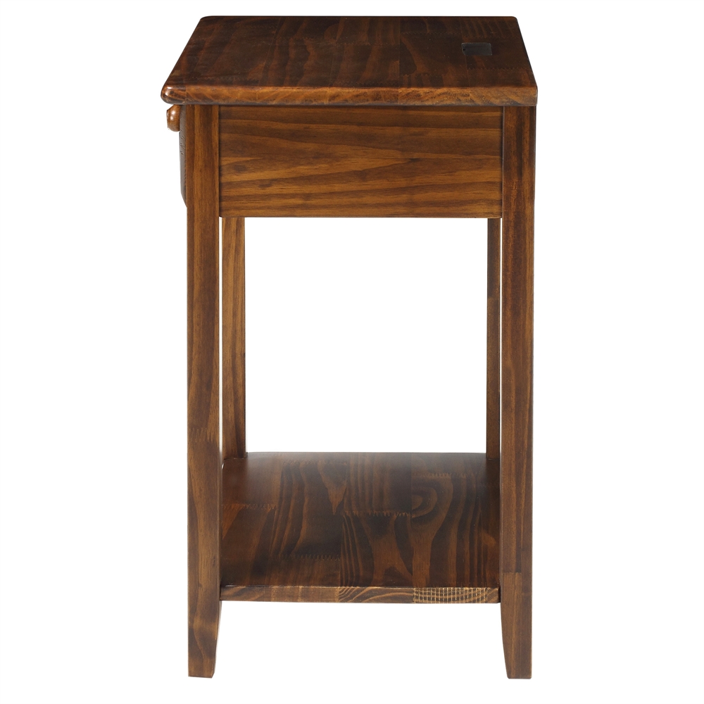 Night Owl Night Stand with USB Port-Warm Brown. Picture 2