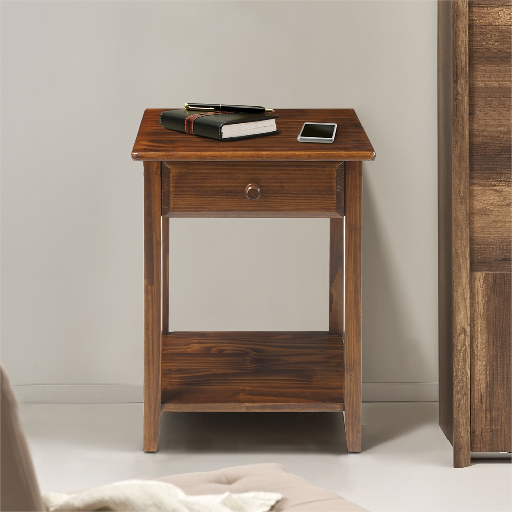 Night Owl Night Stand with USB Port-Warm Brown. Picture 7