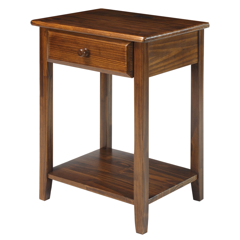 Night Owl Night Stand with USB Port-Warm Brown. Picture 3