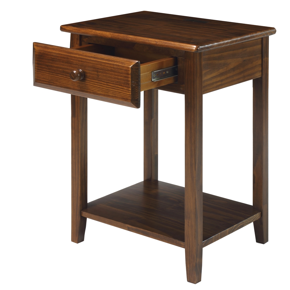 Night Owl Night Stand with USB Port-Warm Brown. Picture 4