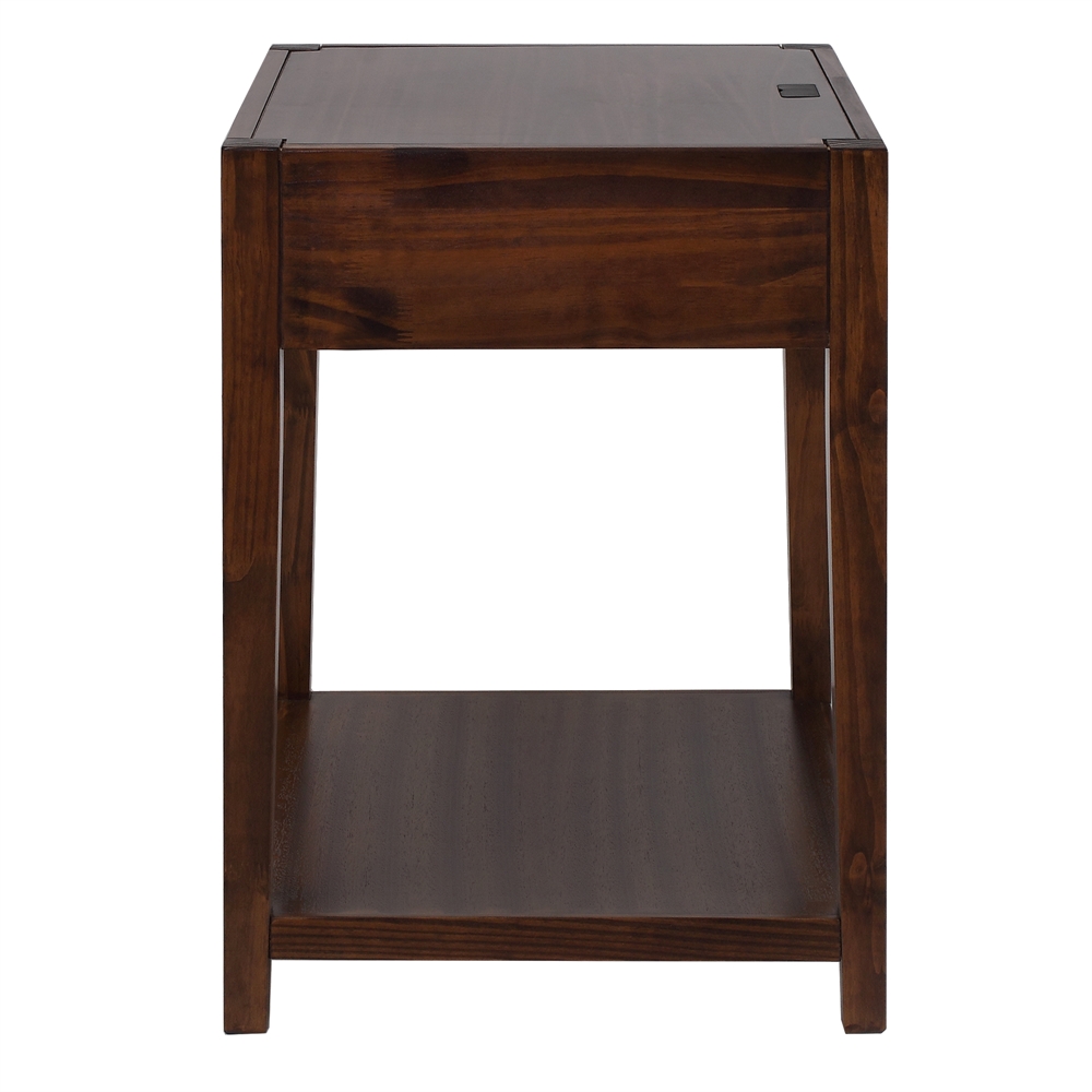 Notre Dame Night Stand with USB Port-Warm Brown. Picture 2