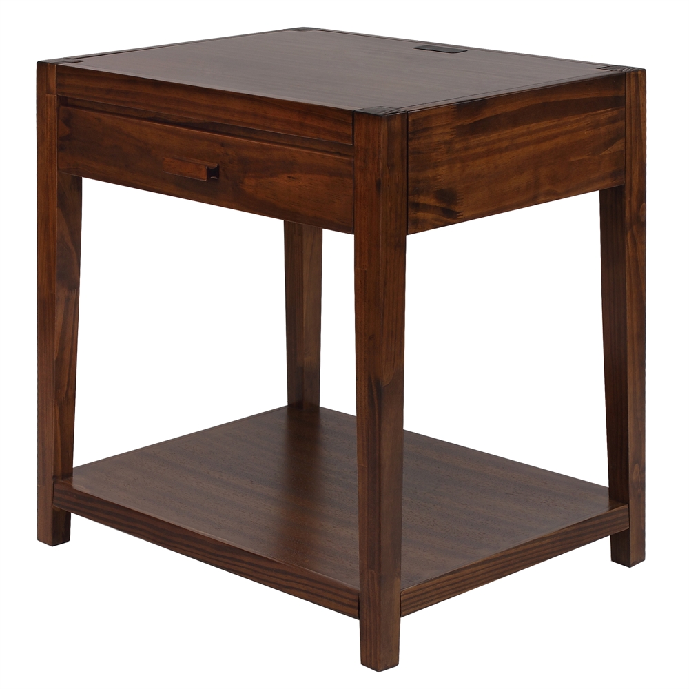 Notre Dame Night Stand with USB Port-Warm Brown. Picture 3