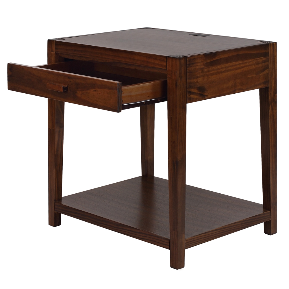 Notre Dame Night Stand with USB Port-Warm Brown. Picture 4