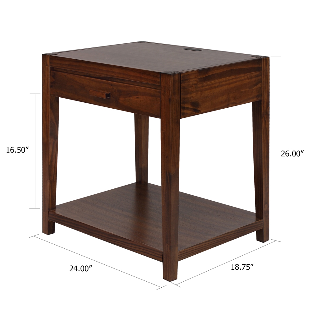 Notre Dame Night Stand with USB Port-Warm Brown. Picture 6