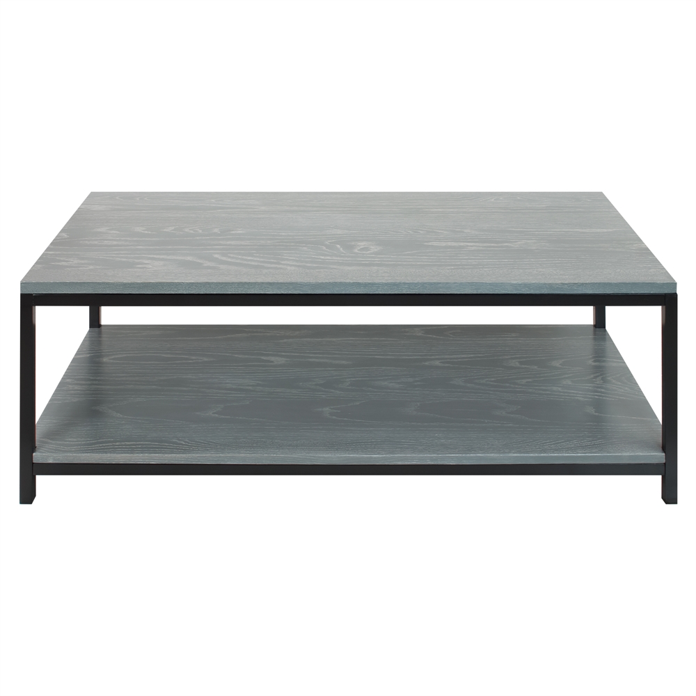 American Trails Studio Coffee Table with Solid Red Oak Top and Shelf - Gray Wash. Picture 1
