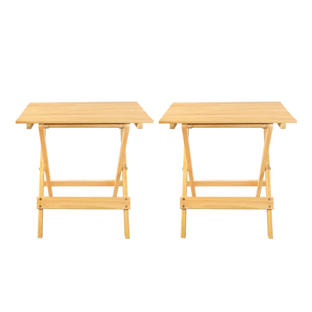 Portable Solid Wood Folding Side Table 2-Piece Set - Natural. Picture 1