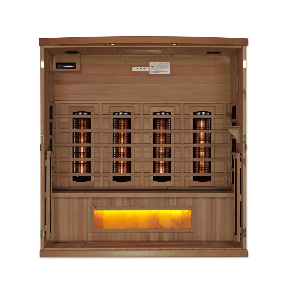 Golden Designs 4-Person Full Spectrum PureTech™ Near Zero EMF FAR Infrared Sauna with Himalayan Salt Bar (Canadian Hemlock). Picture 4
