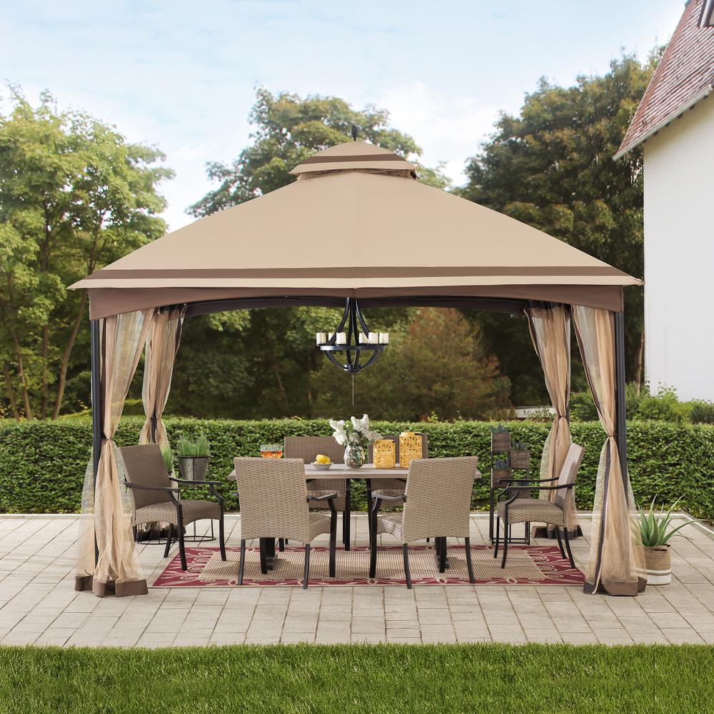 10.5 ft. x 13 ft. Tan and Brown 2-tier Steel Gazebo. Picture 11