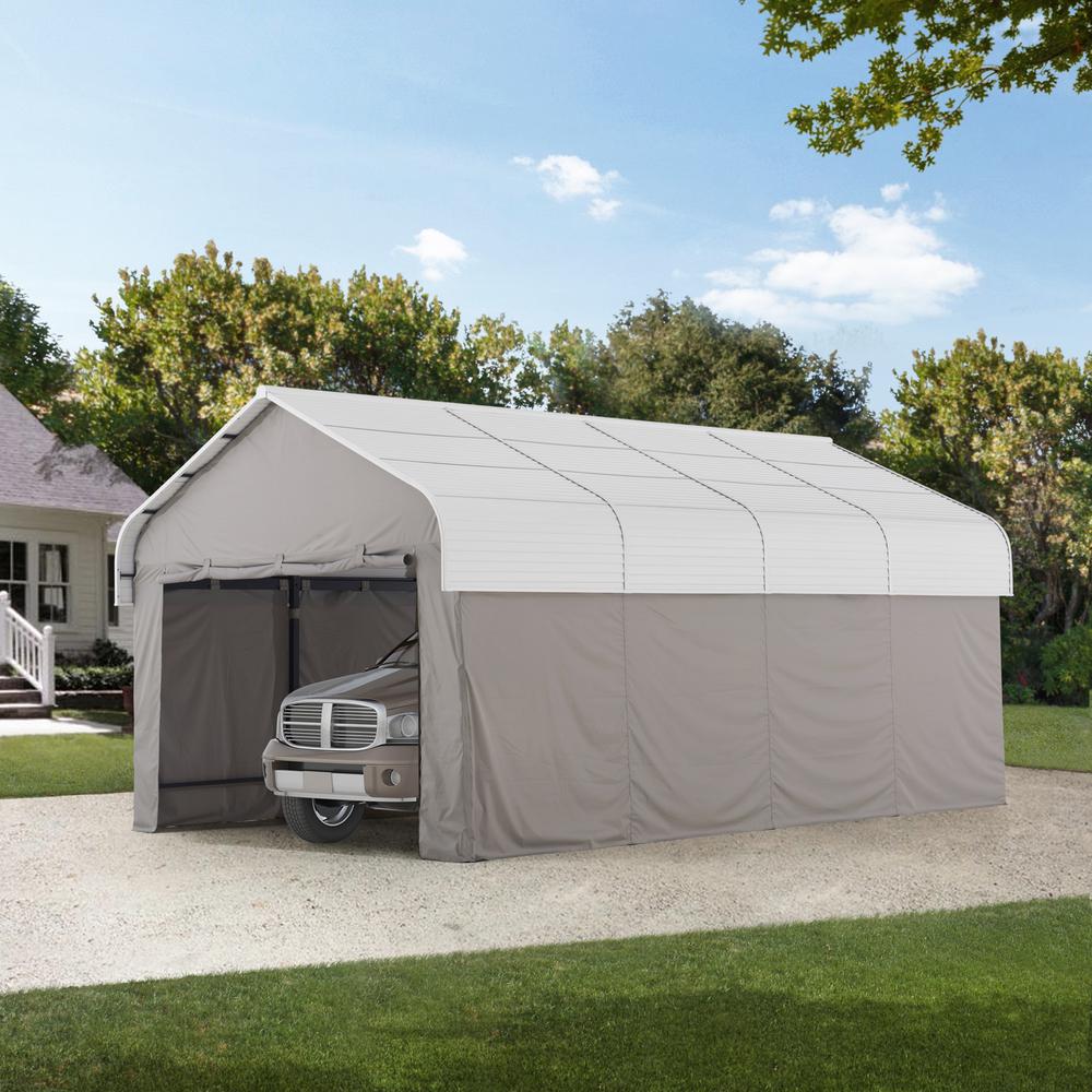 Sunjoy 20 ft. x 12 ft. Rockland Carport with Fabric Enclosure. Picture 8
