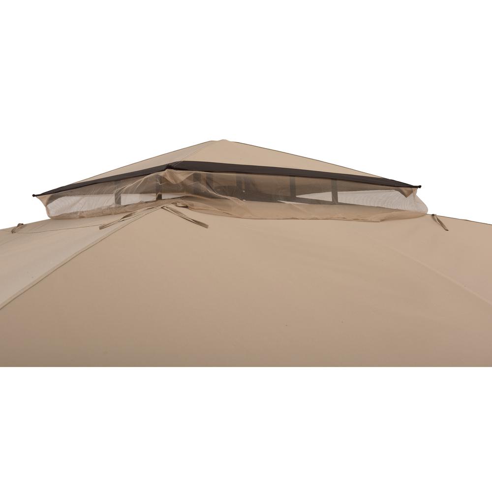 Sunjoy 11 ft. x 13 ft. Tan and Brown Gazebo with LED Lighting and Bluetooth Sound. Picture 2