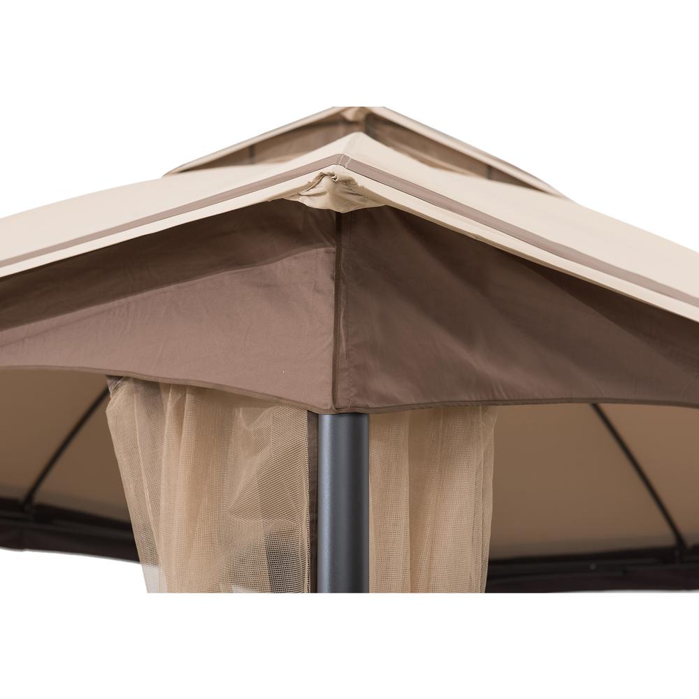 10.5 ft. x 13 ft. Tan and Brown 2-tier Steel Gazebo. Picture 4