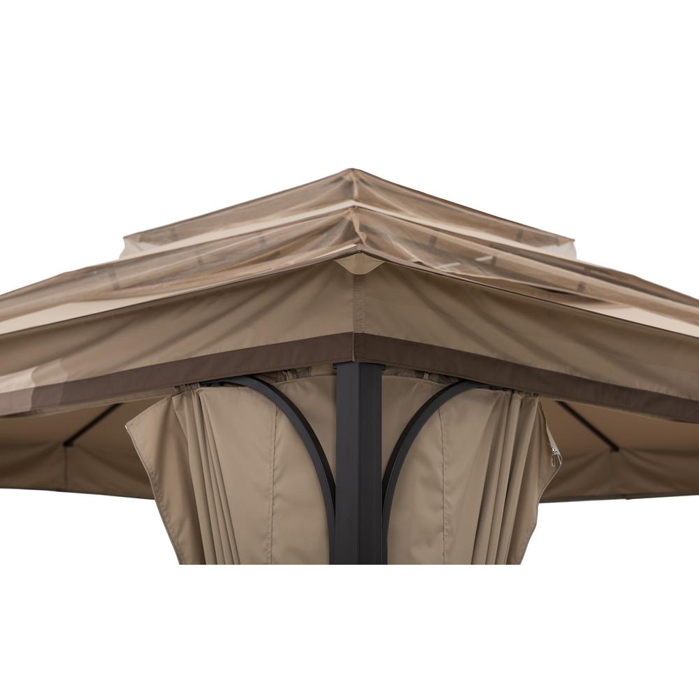 13 ft. x 13 ft. Steel Gazebo with 3-tier Tan and Brown Canopy. Picture 4