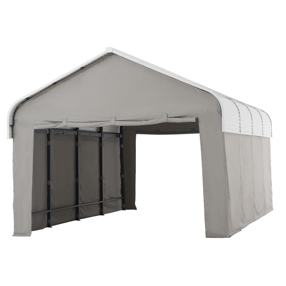 Sunjoy 20 ft. x 12 ft. Rockland Carport with Fabric Enclosure. Picture 1