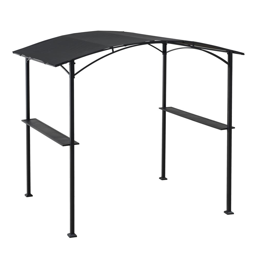 Sunjoy 5 ft. x 8 ft. Black Steel Grill Gazebo with Black Arch Canopy. Picture 1