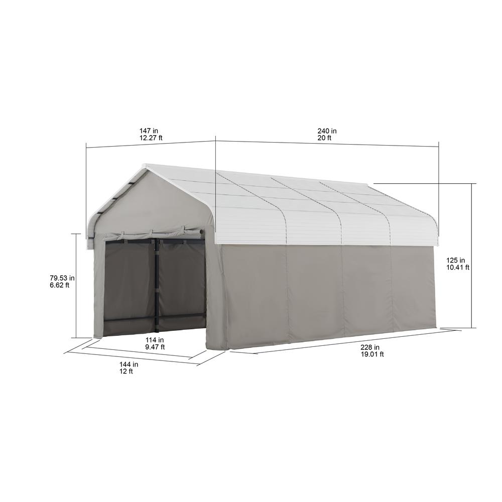 Sunjoy 20 ft. x 12 ft. Rockland Carport with Fabric Enclosure. Picture 7