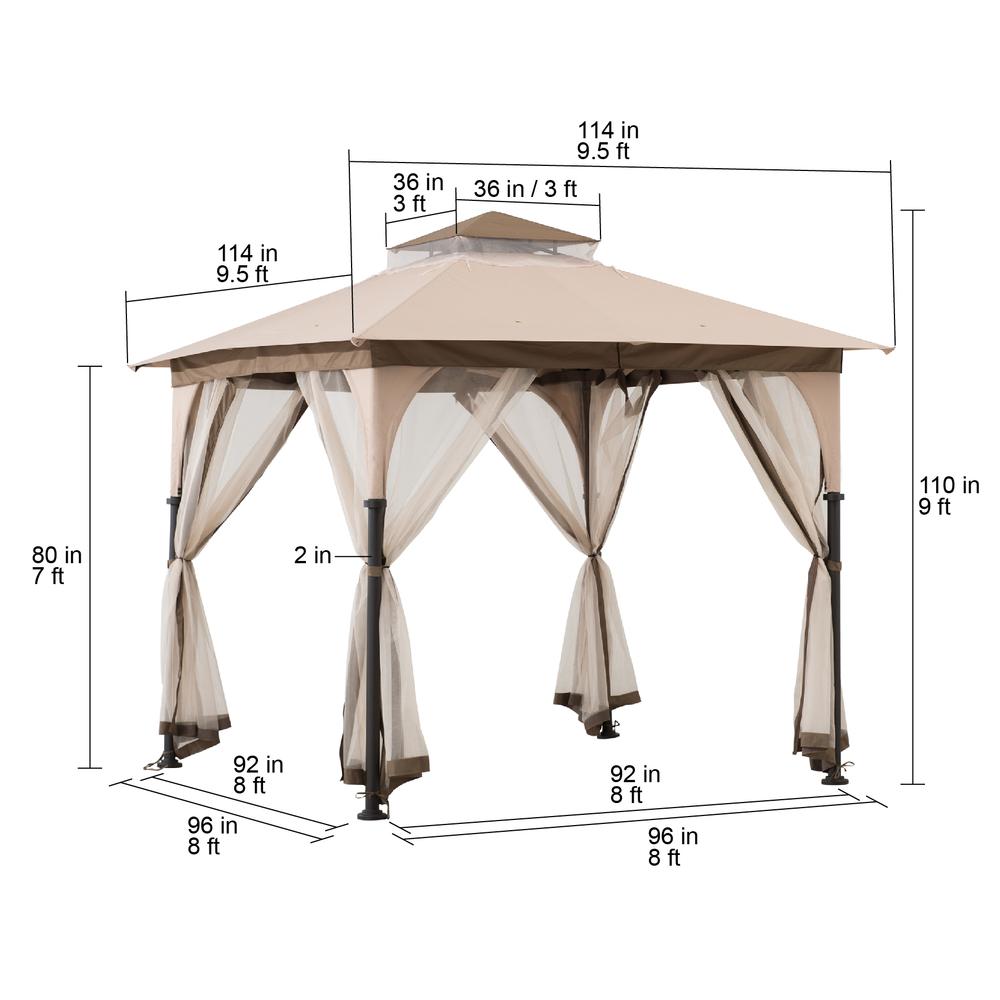 Patio 9.5 ft. x 9.5 ft. Tan and Brown 2-tone Steel Gazebo. Picture 4