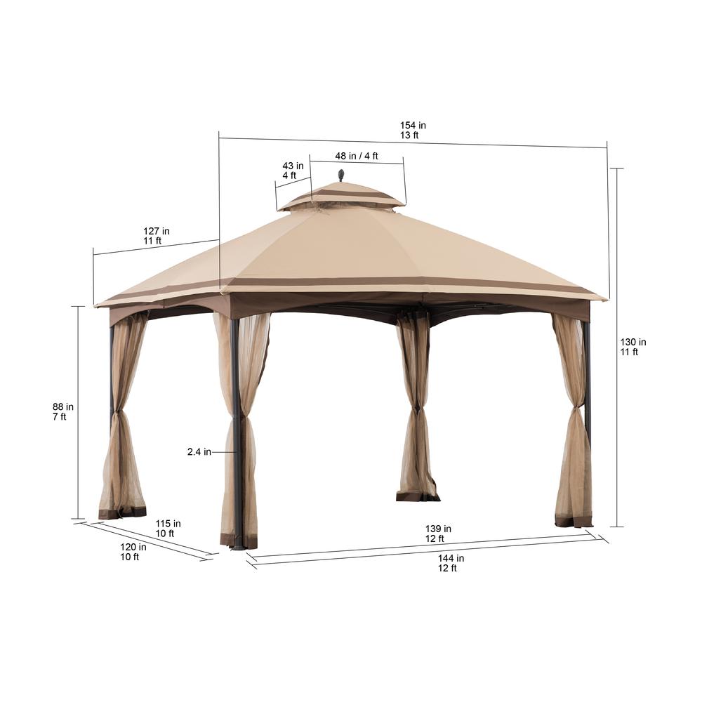 10.5 ft. x 13 ft. Tan and Brown 2-tier Steel Gazebo. Picture 9